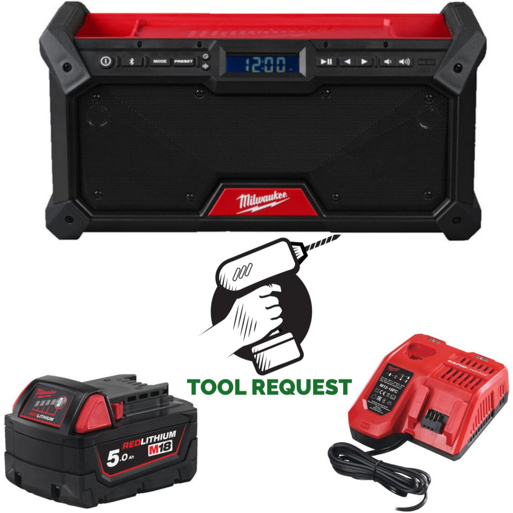 Milwaukee M18RADDAB+G2-501 18v Jobsite Radio Kit - 5.0ah Battery & Charger