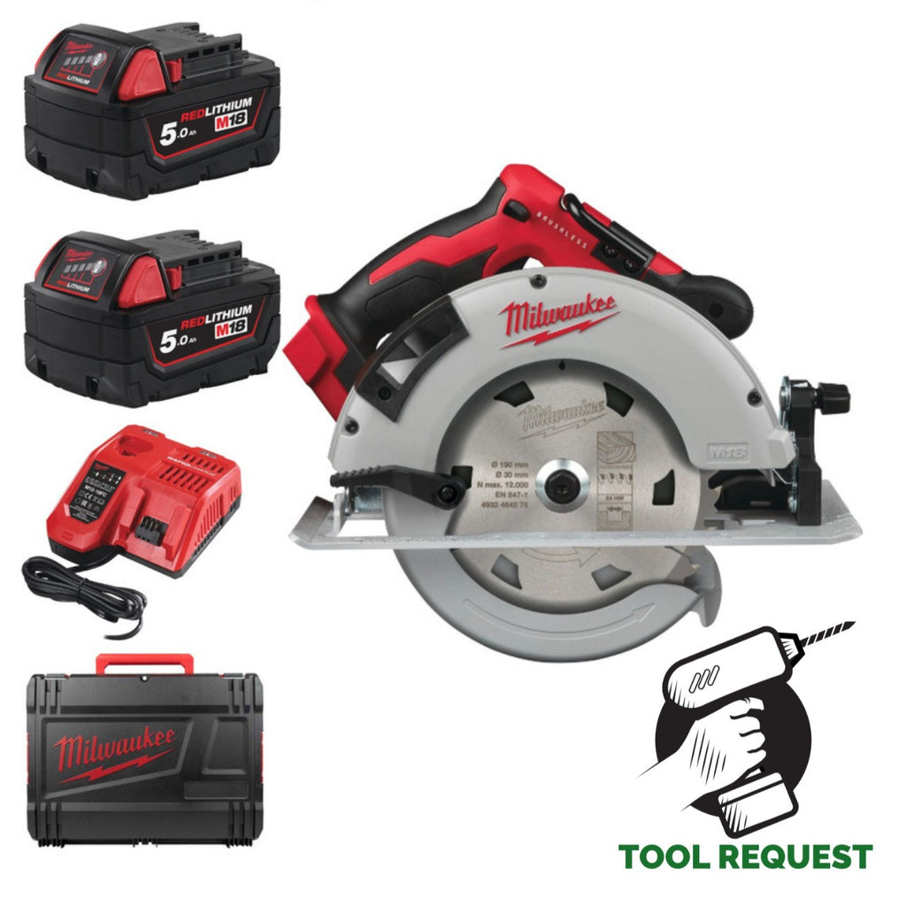 Milwaukee M18BLCS66-502X 18v 190mm Circular Saw Kit - 2 x 5.0ah Batteries