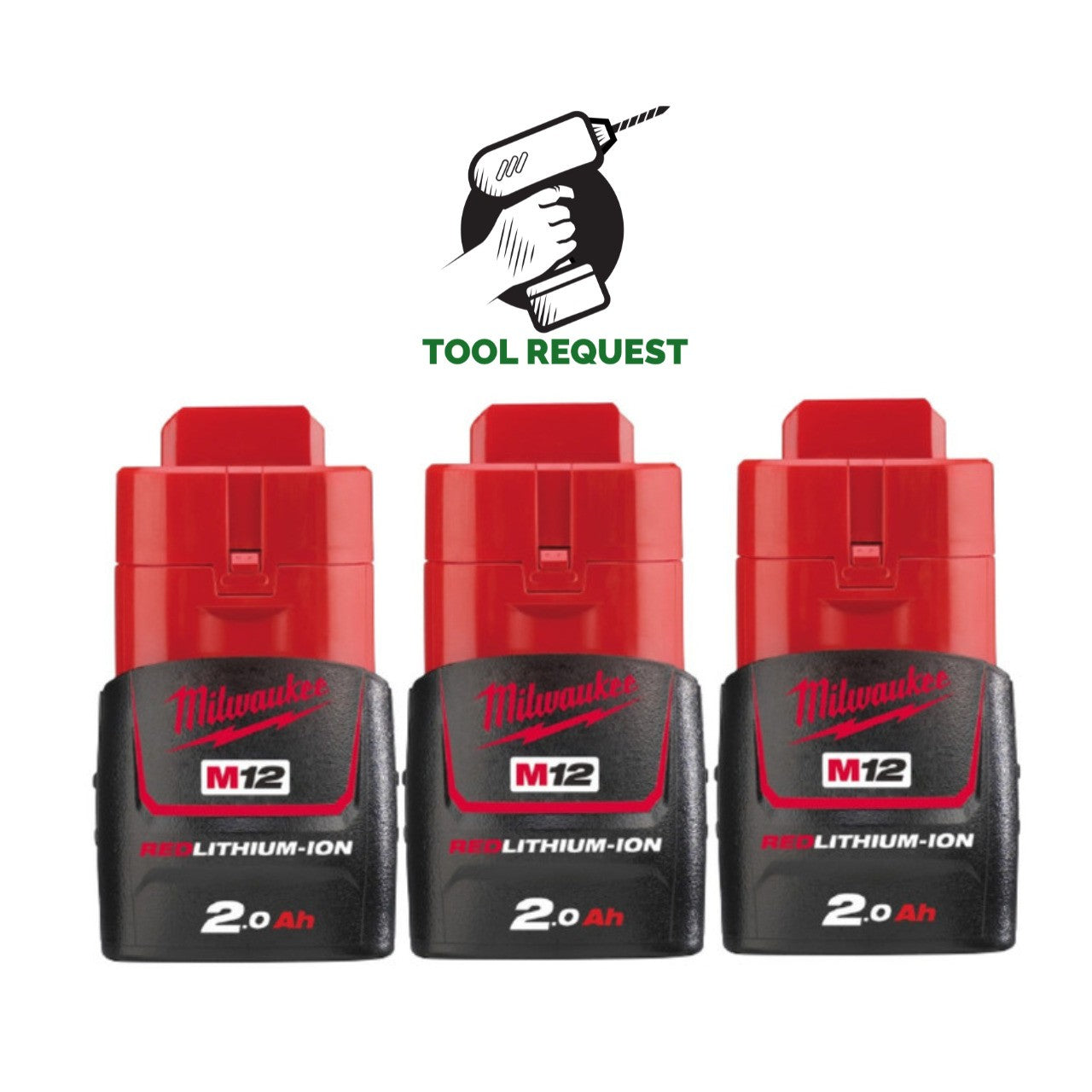 Milwaukee M12B2 12V 2.0Ah RedLithium Batteries (Triple Pack)