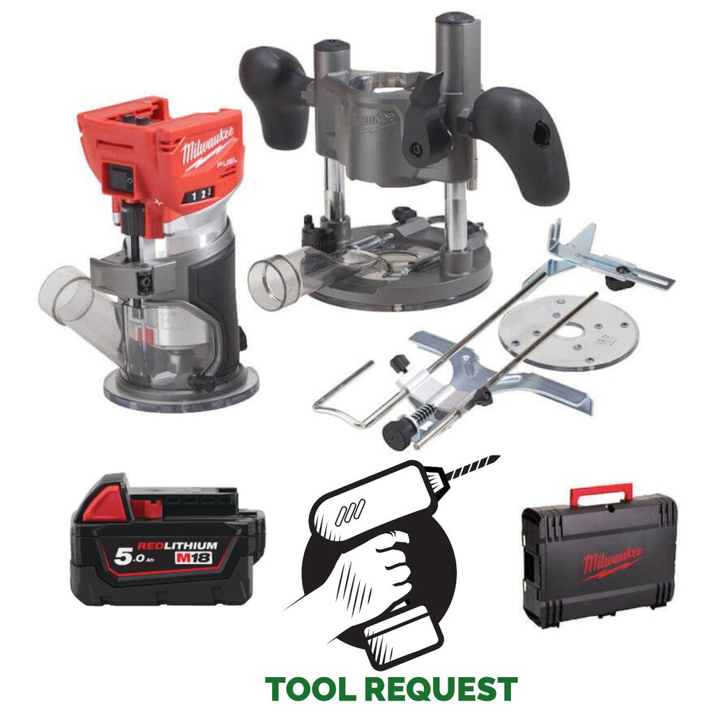 Milwaukee M18FTR-0X 18V Fuel Cordless Trim Router with Accessories Naked & 5.0ah
