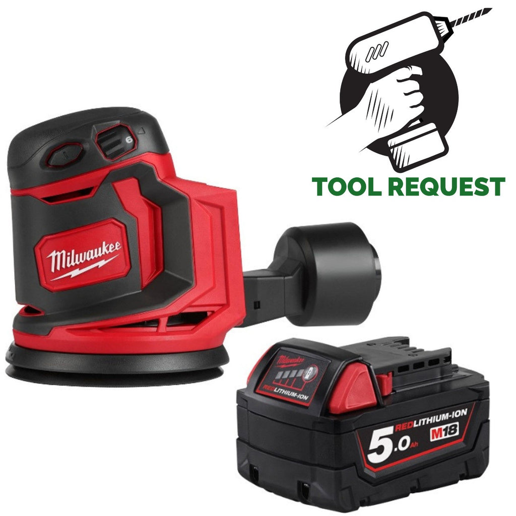 Milwaukee M18BOS125-0 18V 125mm Random Orbital Sander (Body Only) & 5.0Ah batt