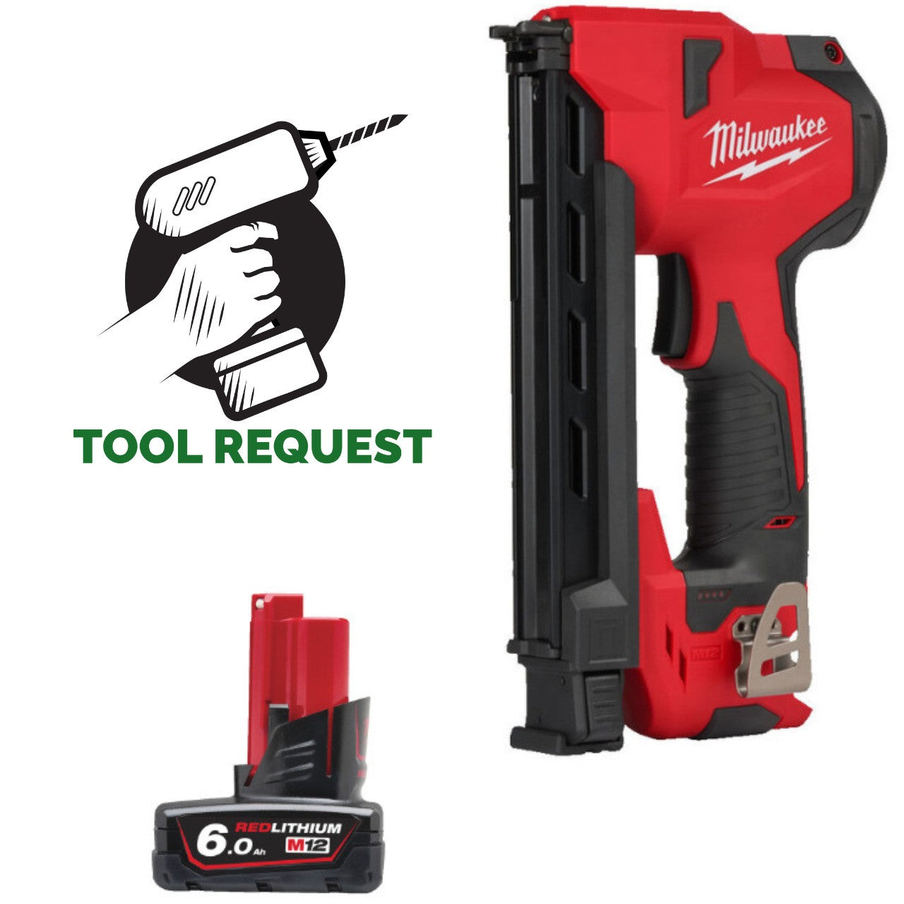 Milwaukee M12BCST-0 12V Sub Compact Cable Stapler Naked & 6.0ah Battery