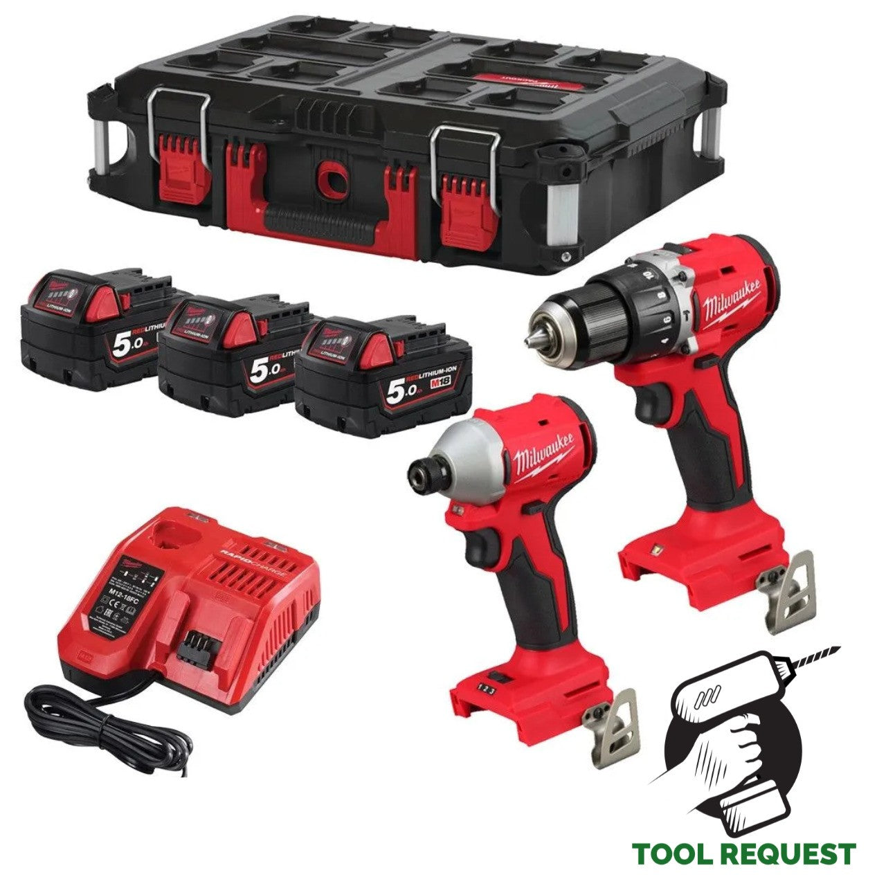 Milwaukee M18BLPP2D3-503P 18v Brushless Twin Pack - 3 x 5.0ah Batts in Packout