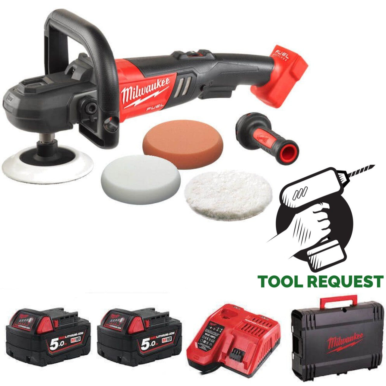 Milwaukee M18FAP180-502X 18V Fuel 180mm Polisher Kit, 2 x 5.0ah