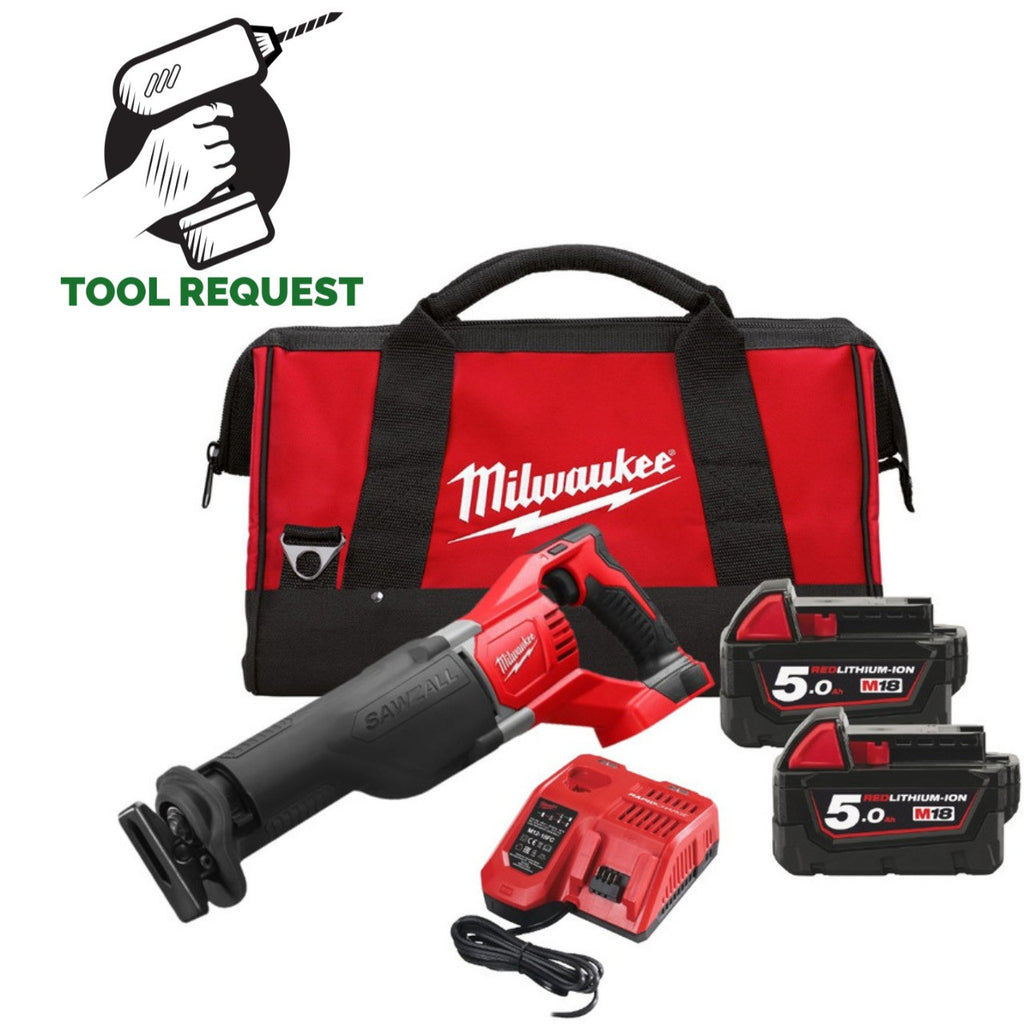 Milwaukee M18BSX-502B 18v Heavy Duty Recip Sawzall Kit, 2 x 5.0Ah, Charger, Bag
