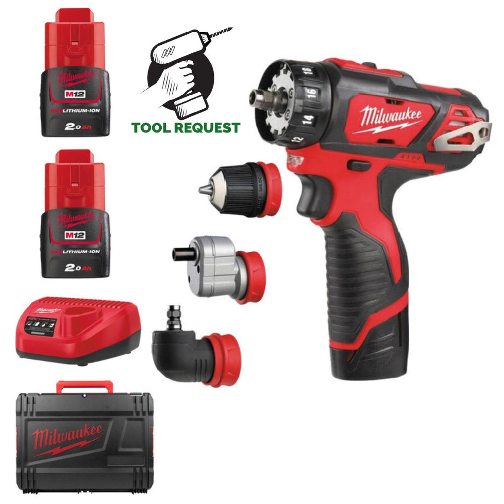 Milwaukee M12BDDXKIT-202C 12v 2x2.0Ah Lio-ion Removable Chuck Drill Driver