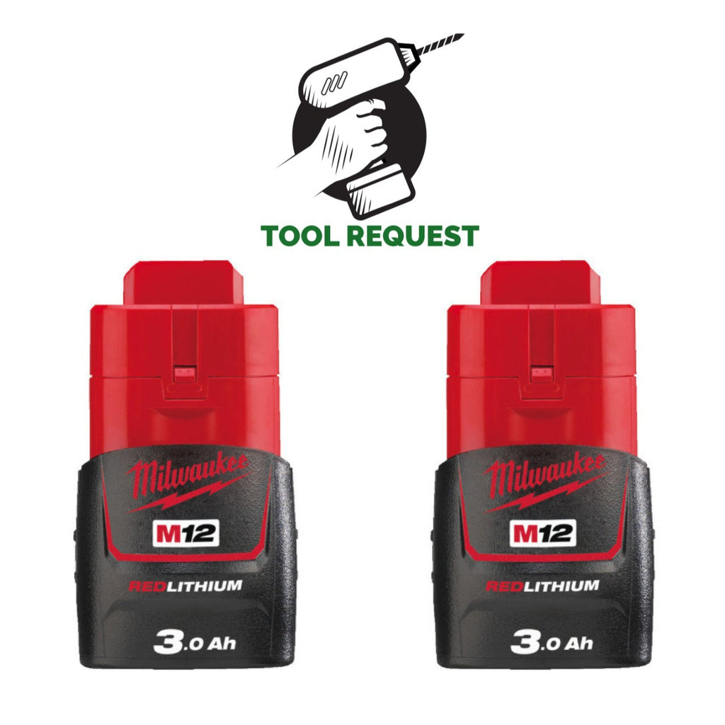 Milwaukee M12B3 12v 3.0ah Batteries - Twin pack
