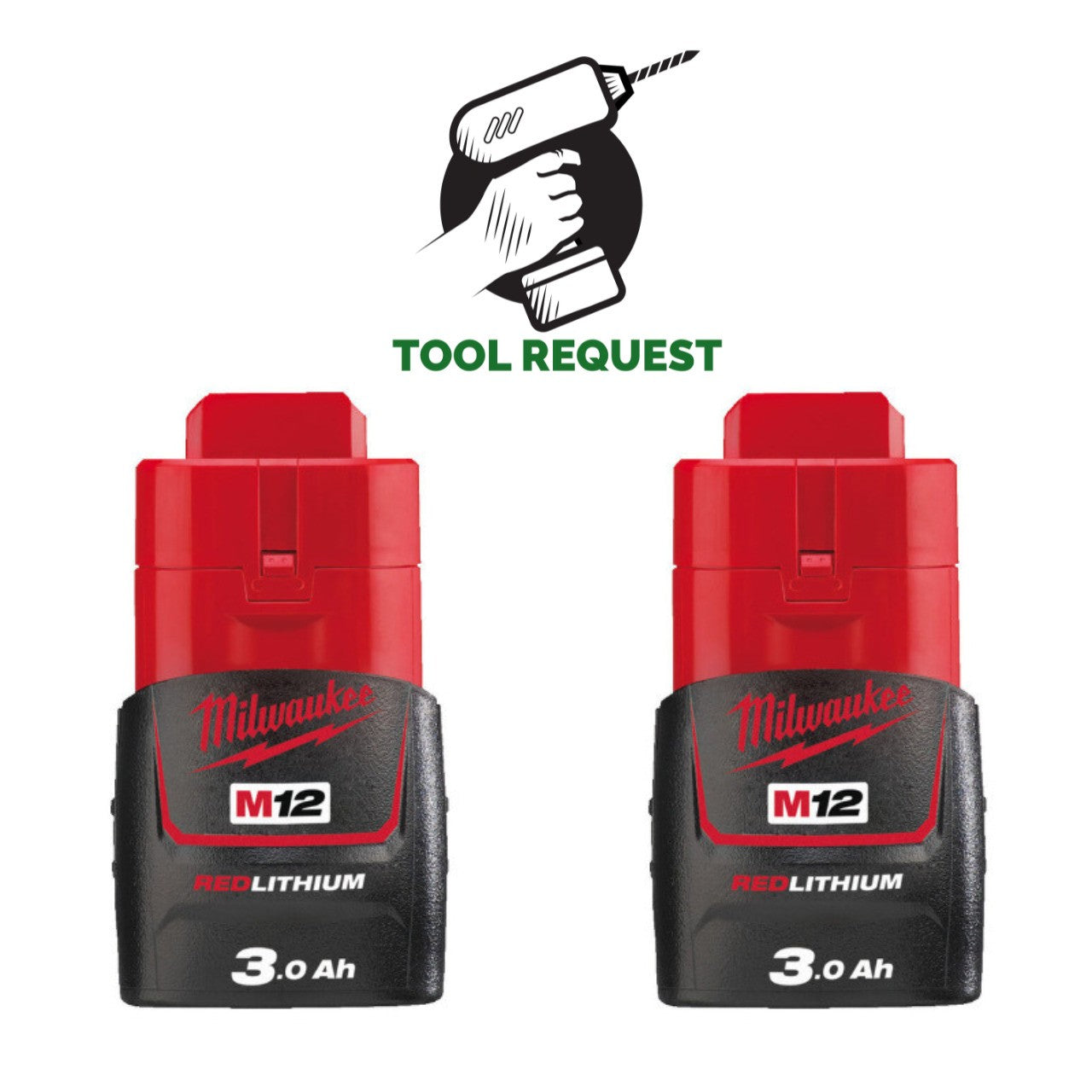 Milwaukee M12B3 12v 3.0ah Batteries - Twin pack