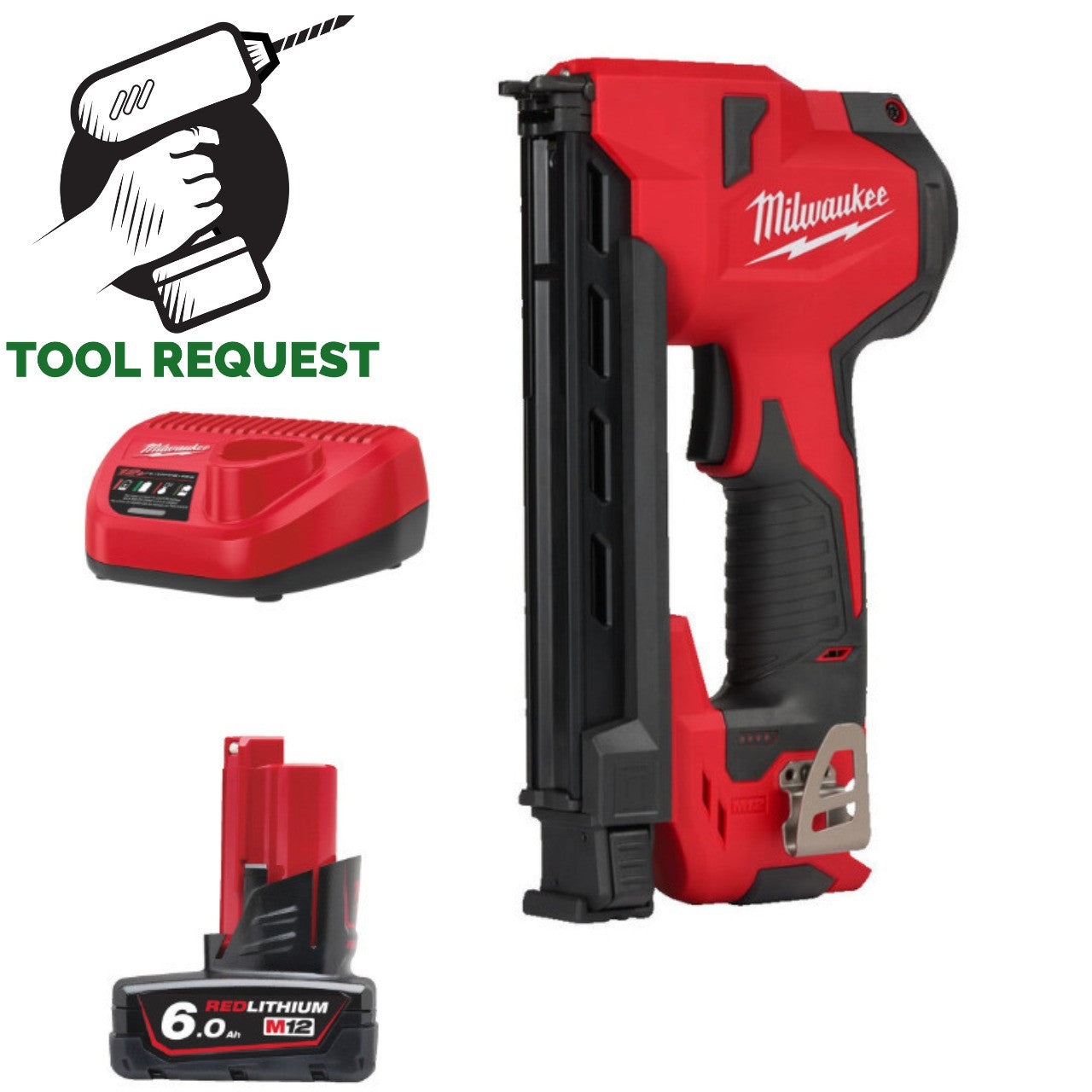 Milwaukee M12BCST 12V Sub Compact Cable Stapler with a 6.0ah Battery and Charger