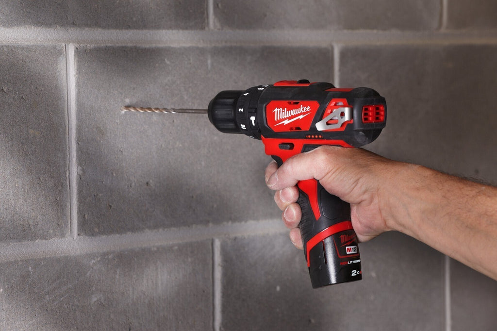 Milwaukee M12BPD-202C 12v Sub Compact Hammer Drill Kit - 2 x 2.0ah Batteries