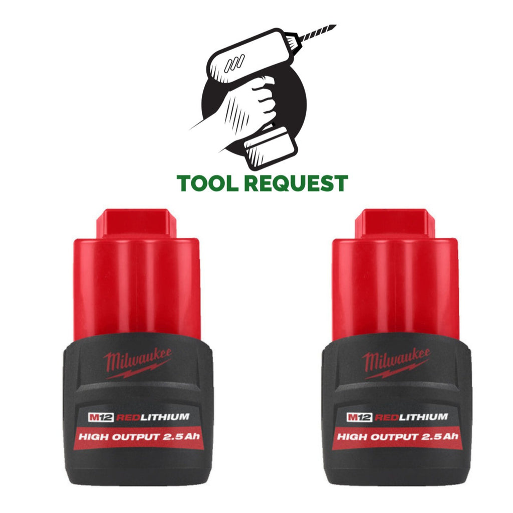 Milwaukee M12HB2.5 12v High Output 2.5ah Battery (Twin Pack)