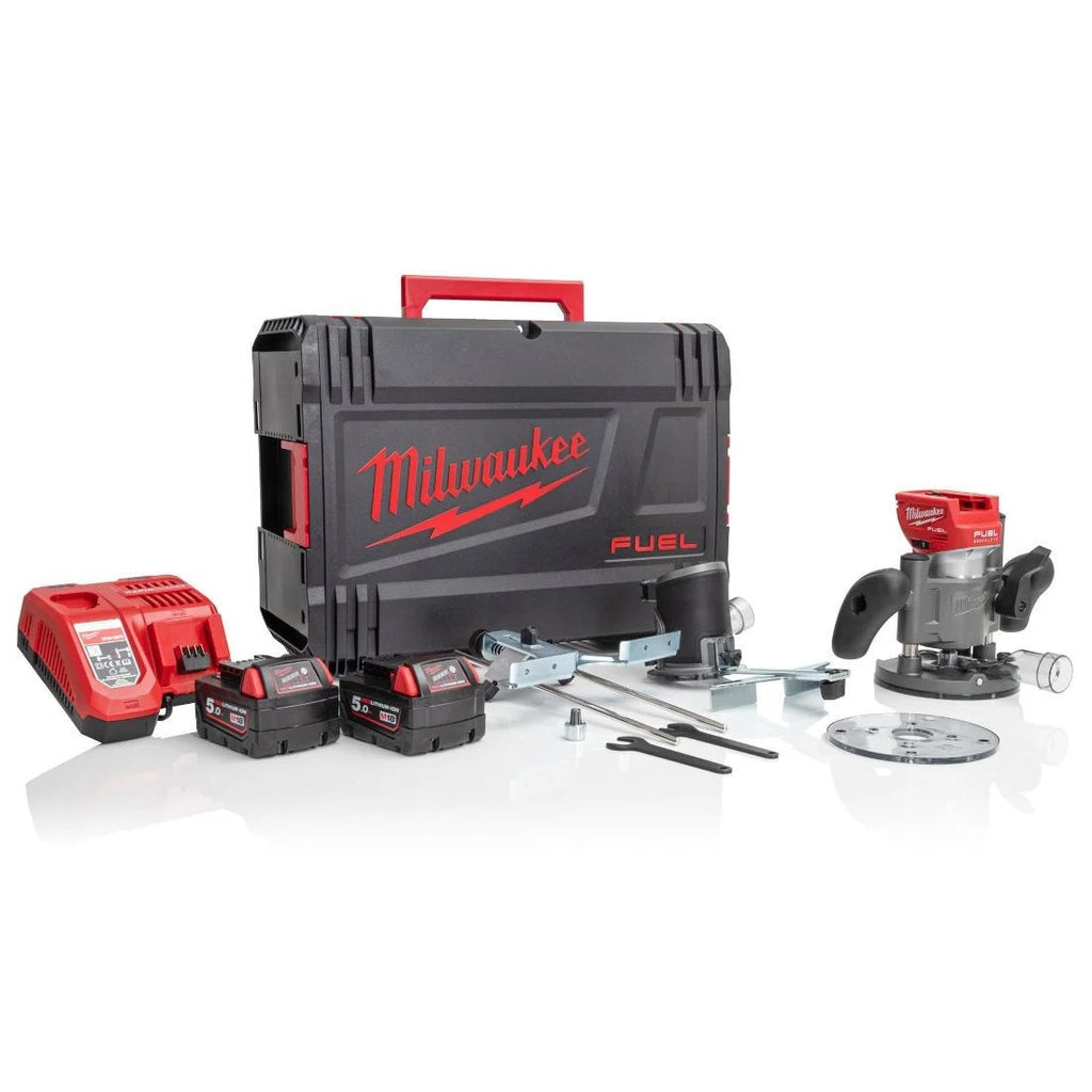 Milwaukee M18FTR-502X 18V Fuel Trim Router Kit, 2 x 5Ah Batt, Charger in Case