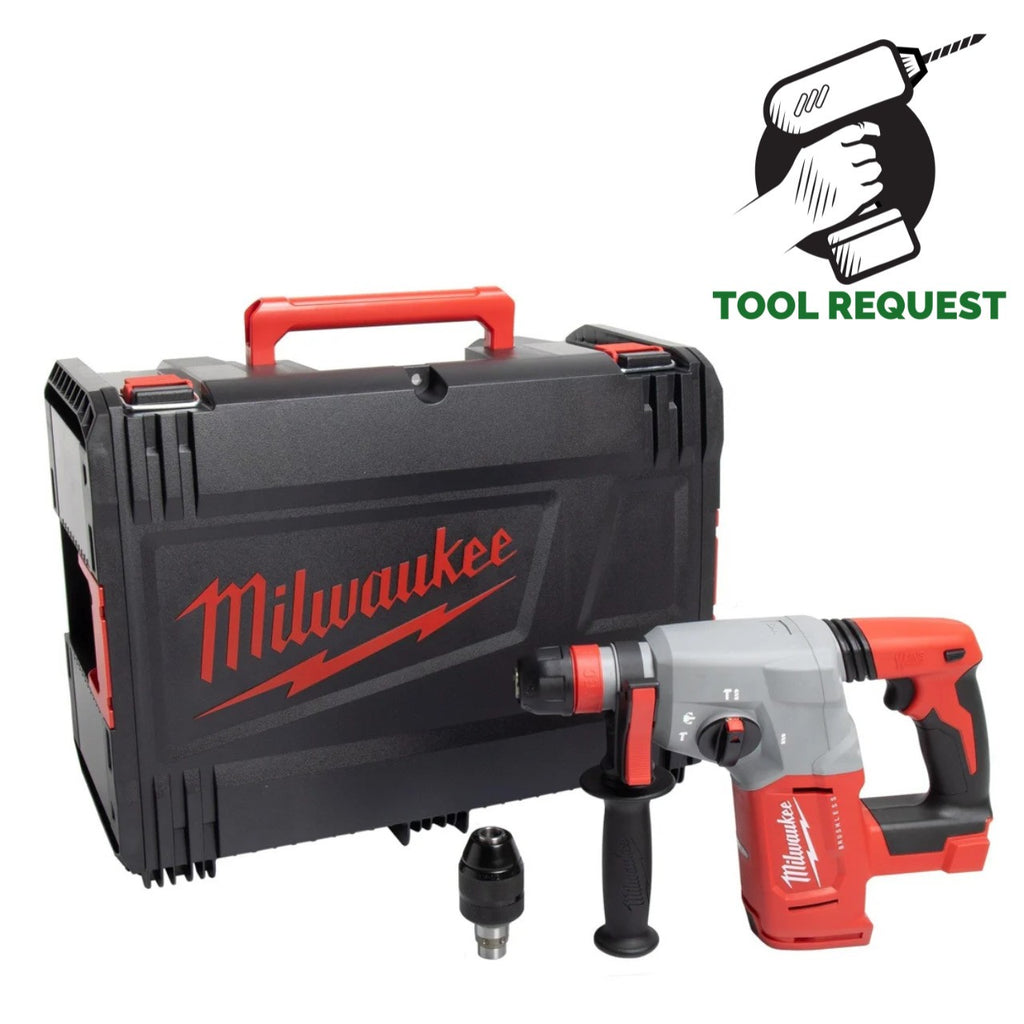 Milwaukee M18BLHX-0X 18v Brushless 4 Mode 26mm SDS-Plus Hammer with Fixtec Chuck