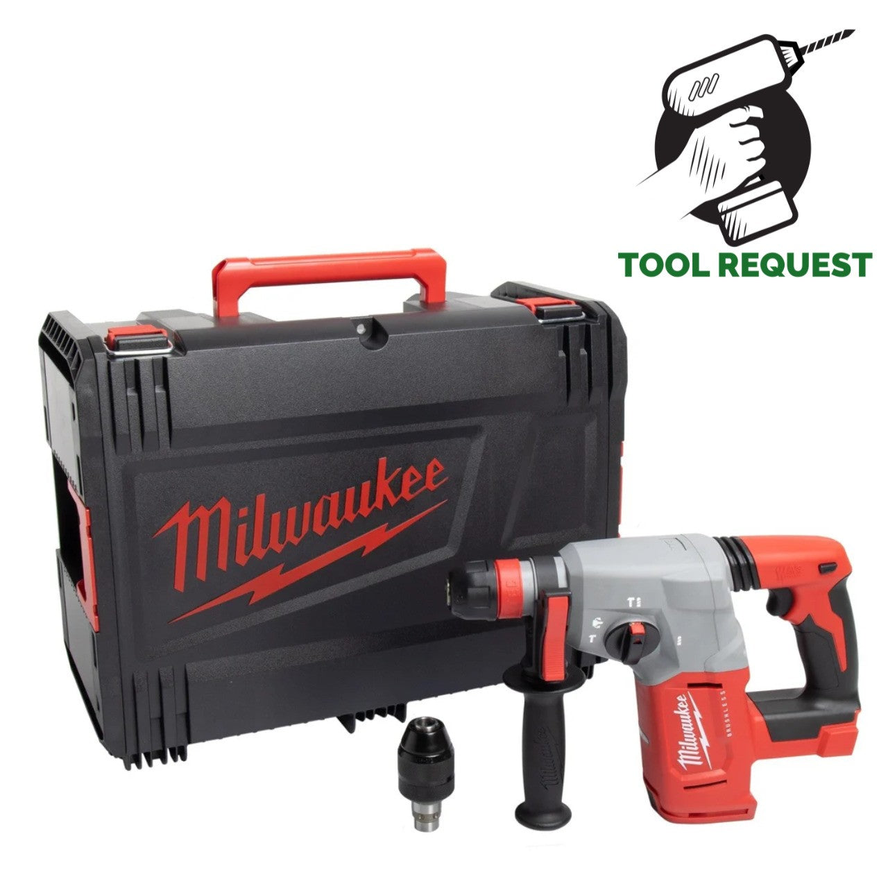 Milwaukee M18BLHX-0X 18v Brushless 4 Mode 26mm SDS-Plus Hammer with Fixtec Chuck