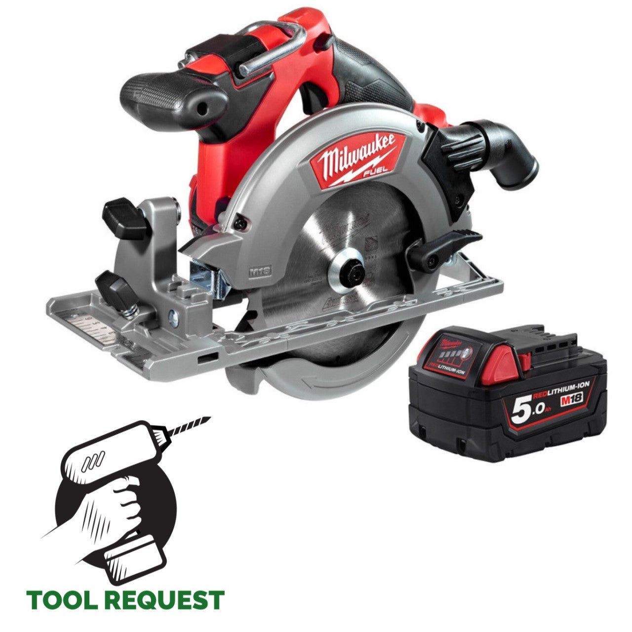 Milwaukee M18CCS55-0 18V Fuel 165mm Circular Saw (Body Only) & M18B5 5.0Ah Batt