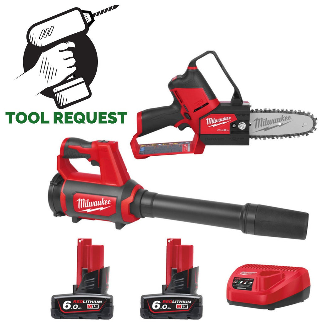 Milwaukee M12FHS 12V Fuel Hatchet Pruning Saw & M12BBL-0 12v Cordless Blower Kit