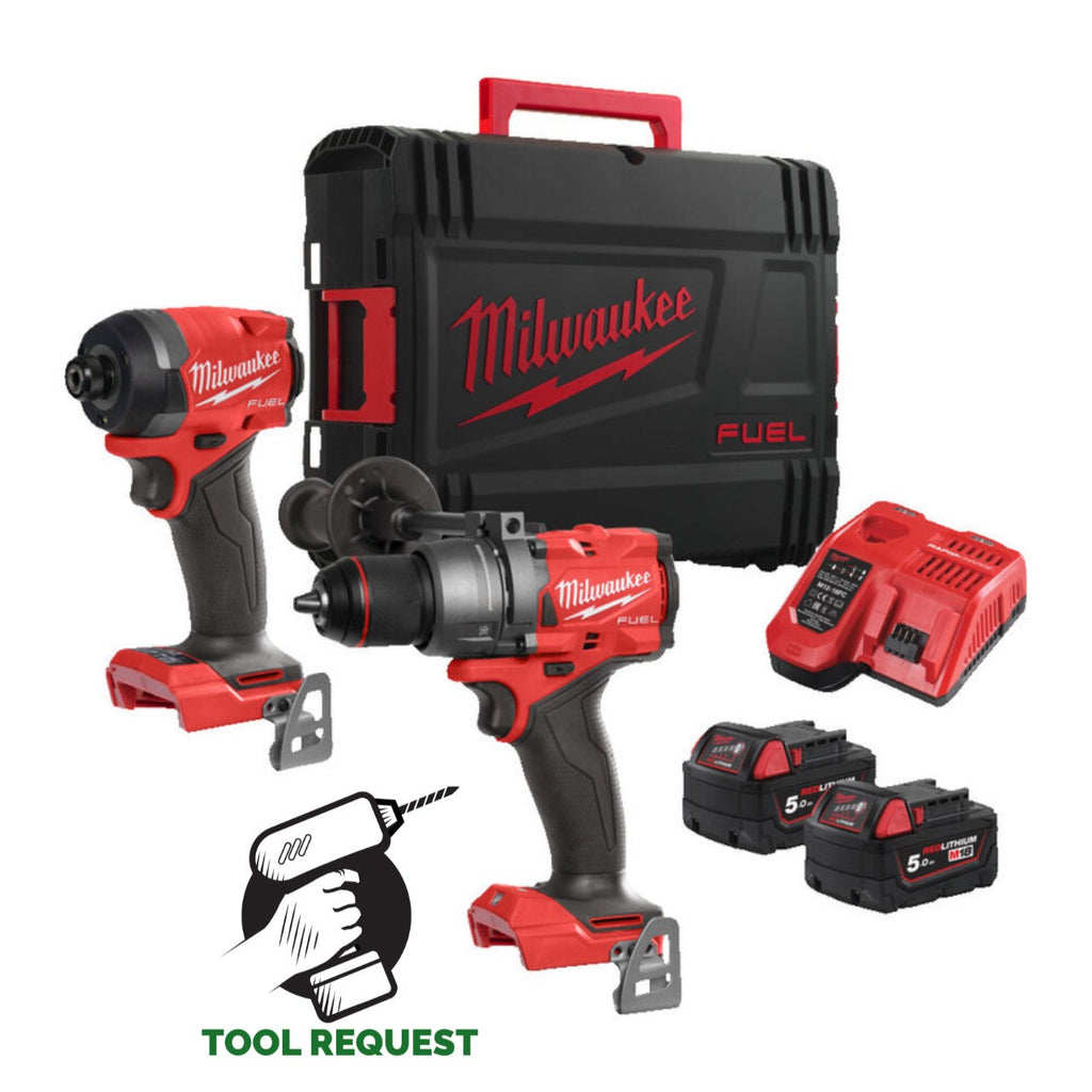 Milwaukee M18FPP2A3-502X Fuel M18FPD3 Combi & M18FID3 Impact Kit 2 x 5ah Battery