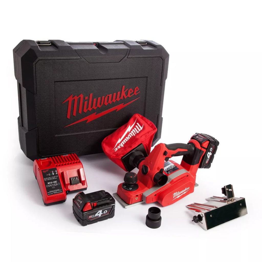 Milwaukee M18BP-402C 18V 82mm Planer 2x 4.0Ah Batteries, Charger and Case