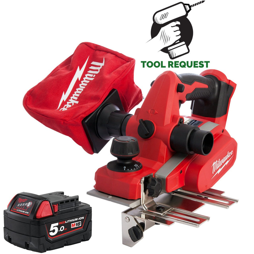 Milwaukee M18BP-0 18V 82mm Cordless Planer (Body Only) & M18B5 5ah Battery