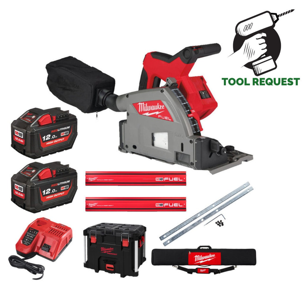 Milwaukee M18FPS55 18v 55mm Plunge Saw With 2 x12ah Batt, Charger and Guide Rail
