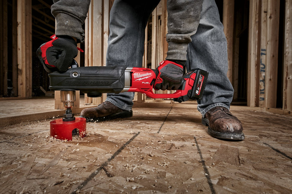 Milwaukee M18FRAD2-0 Super Hawg Right Angle Drill, 2x 5.0ah Batt, Charger, Bag