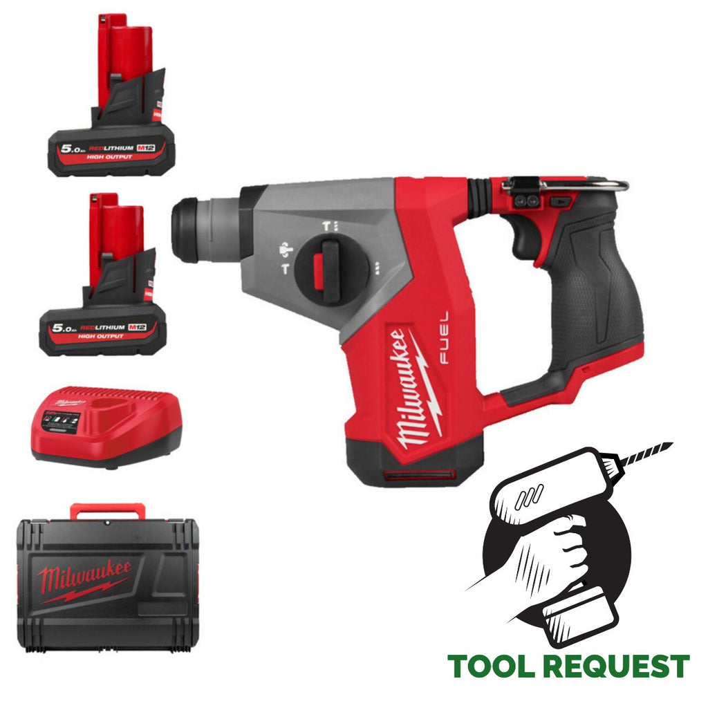 Milwaukee M12FHAC16-502X 12v Fuel 16mm Compact SDS+ Hammer Drill Kit - 2 x 5.0ah