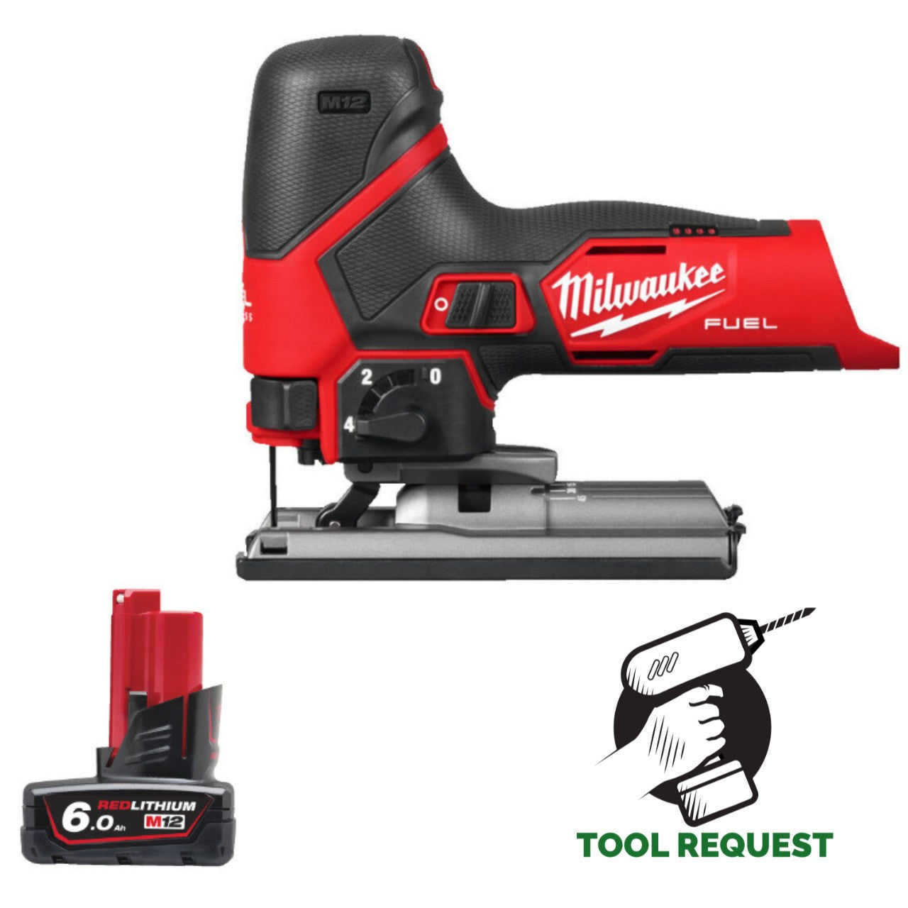 Milwaukee M12FJS-0 12v Fuel Bodygrip Jigsaw Naked & 6.0ah Battery