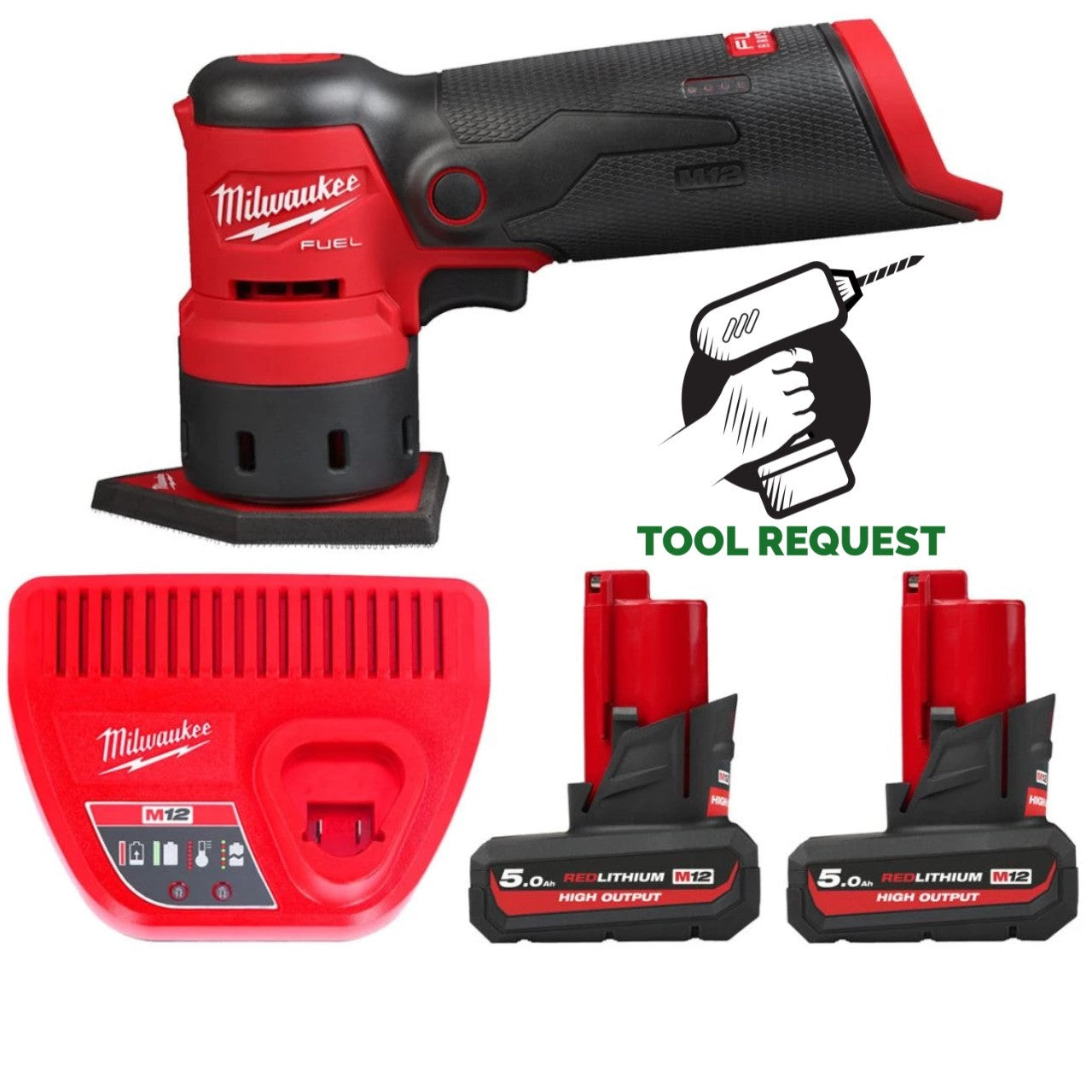 Milwaukee M12FDSS-0B Spot Sander Kit - 2 x 5ah Batteries, Charger & Bag