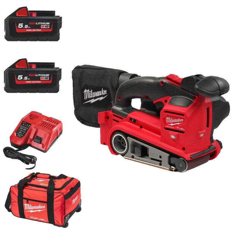 Milwaukee M18FBTS75-552 18v Fuel Belt Sander Kit - 2 x 5.5ah High Output Batts