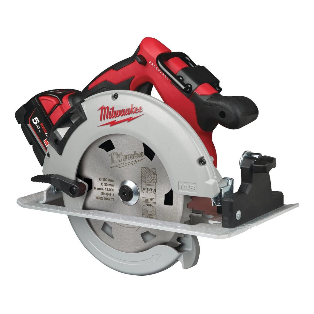 Milwaukee M18BLCS66-502X 18v 190mm Circular Saw Kit - 2 x 5.0ah Batteries