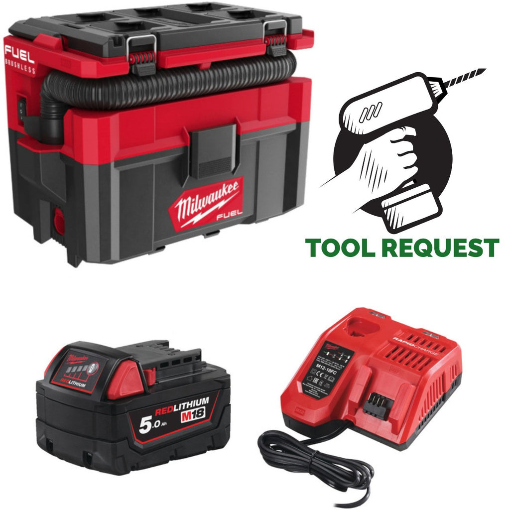Milwaukee M18FPOVCL-501 Packout 7L Wet & Dry Vacuum Kit, 5.0 Battery & Charger