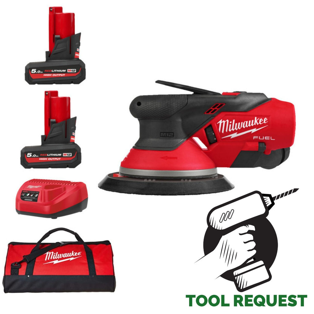 Milwaukee M12FROS2.5-502 12v 150mm Orbital Sander 2x 5.0ah Battery, Charger, Bag