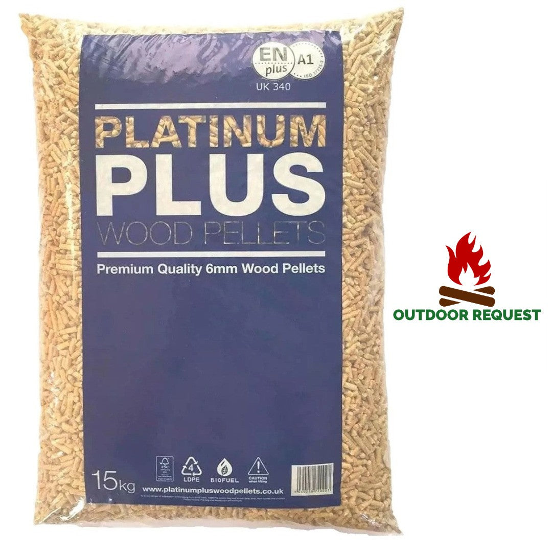 Platinum Plus Wood Pellets 15kg Bag 6mm for Pizza Ovens, Fire Pit and BBQ
