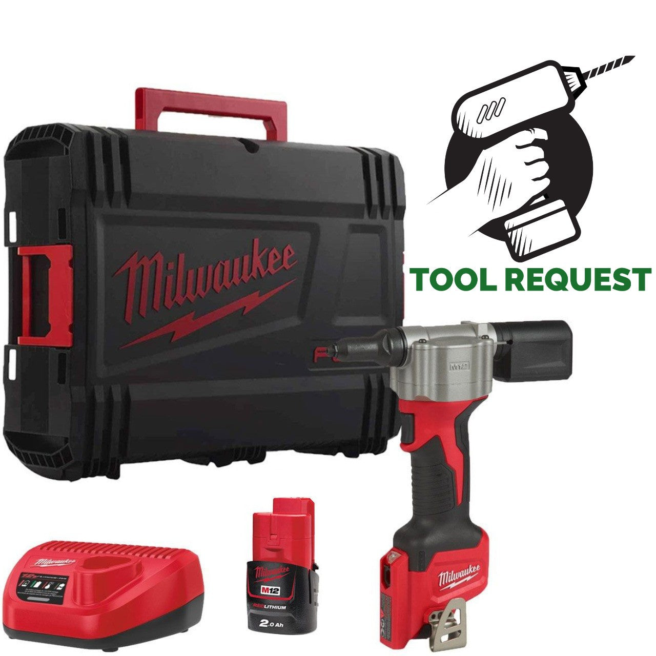 Milwaukee M12 BPRT-201X Pop Rivet Tool Kit