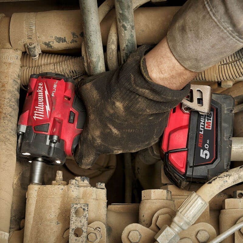 Milwaukee M18FIW2F12-0 18V Fuel 1/2" Compact Impact Wrench with M18B5 5.0Ah Batt