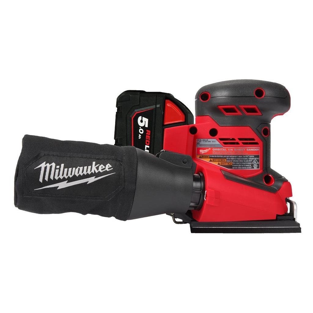 Milwaukee M18BQSS-502B 18v 1/4" Sheet Sander Kit - 2 x 5.0ah Batteries